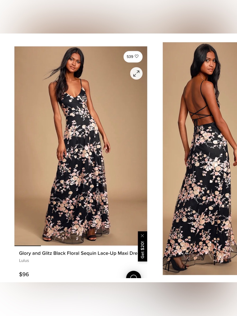 Lulus glory and glitz floral sequin Maxi Dress